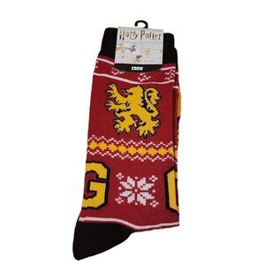Harry Potter NEW Gryffindor House Crew‎ Socks Ugly Christmas Sweater Print 10-13